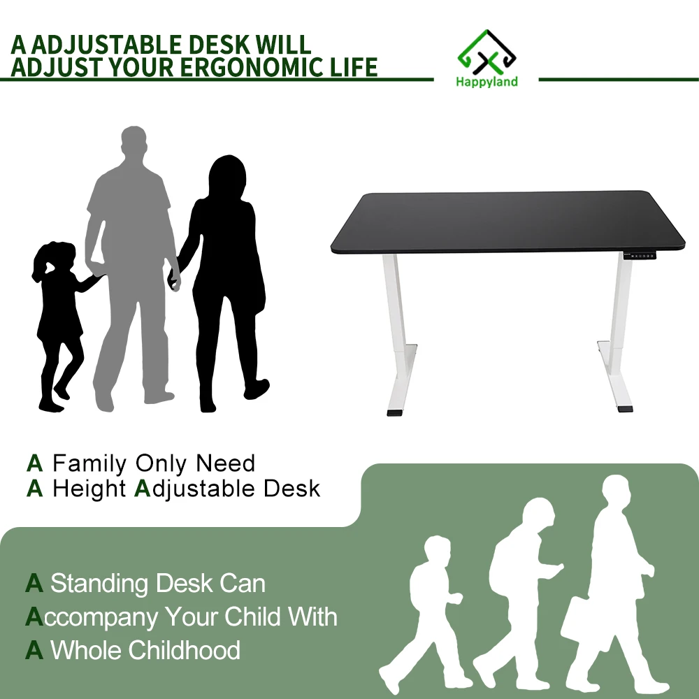 Electric Adjustable Height Sit Stand Desk Lift Office Table Height Adjustable Standing Computer Desk Frame for Home Office Work