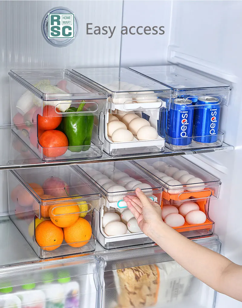 Stackable Fridge Egg Organizer Large Capacity Double track Automatic Rolling Container For Eggs