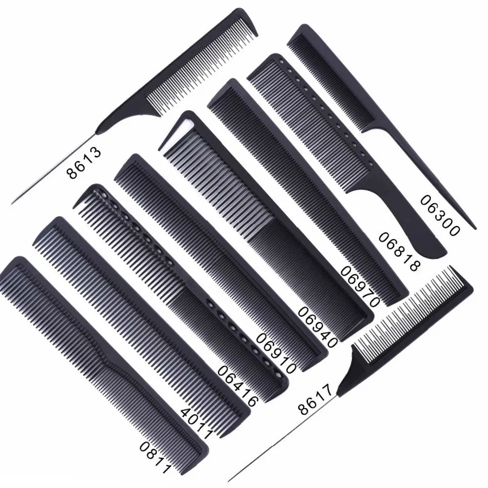 Factory Direct Anti-static Hair Comb Black color Hair Combs Hair Cutting Styling Carbon Combs with customized