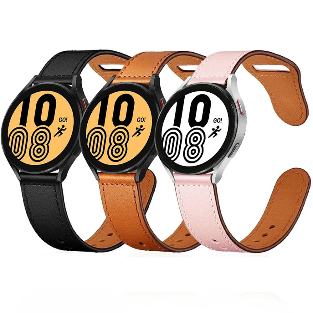 20mm 22mm Genuine Leather Strap For Samsung Galaxy Watch 3 4 44mm 46mm Active 2 40mm Gear S3 Bracelet Huawei Watch GT Belt Band