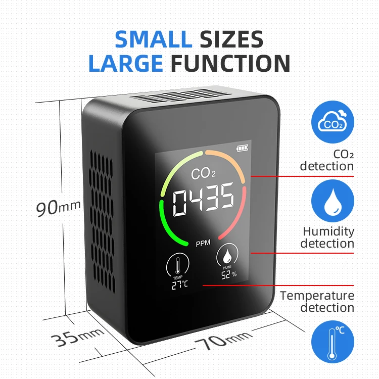 ggele Highly Quality Indoor Portable Infrared Wifi Smart Co2 Air Sensor Co2 Monitor Air Meter Monitor Carbon Dioxide Detector