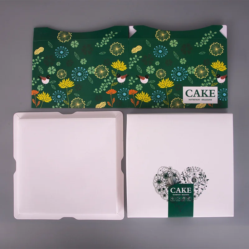 Custom Printing Eco-friendly 350g white card Food Grade Cake Boxes Packaging