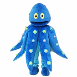 Good visual nice quality soft plush blue octopus mascot costume walking life size adult octopus mascot costume