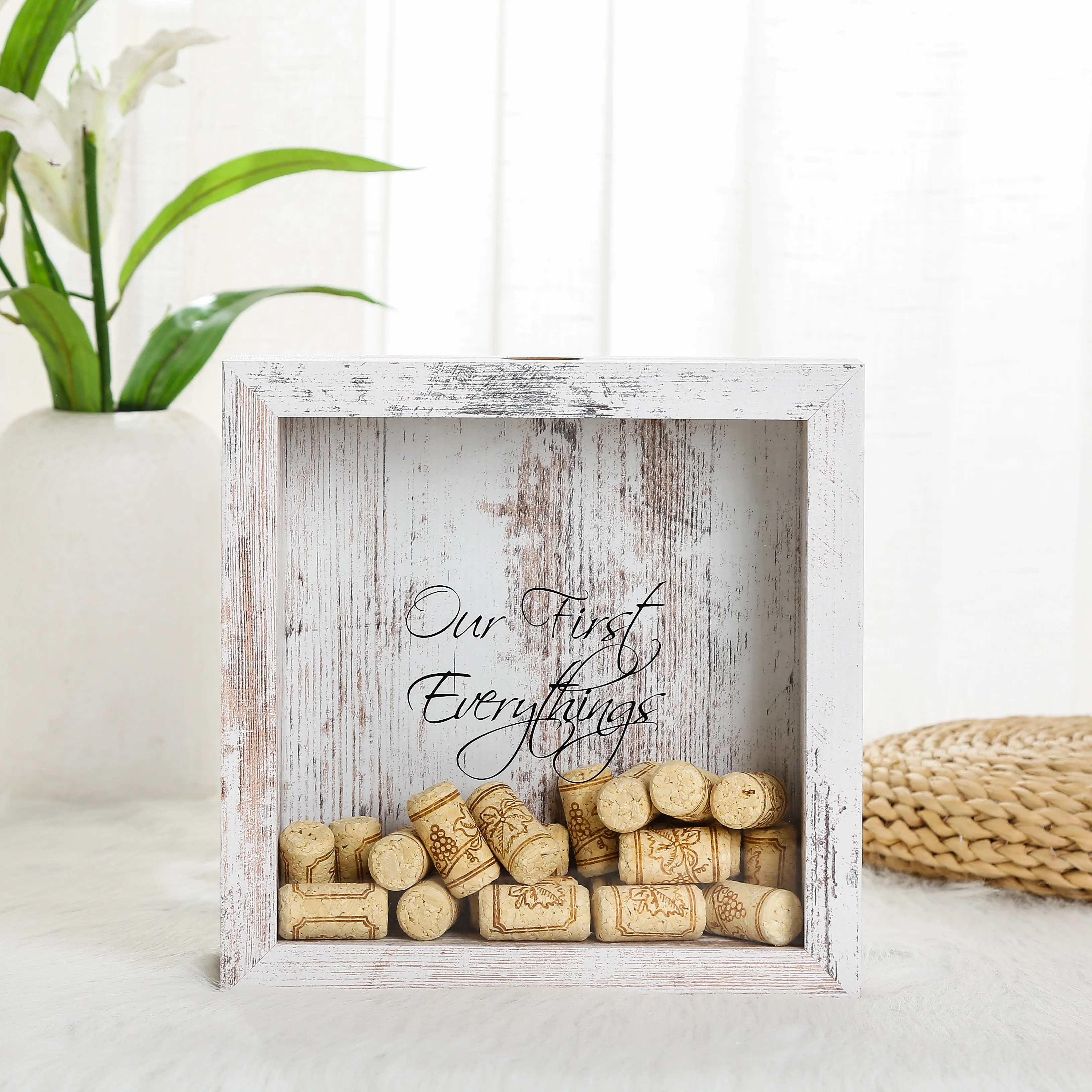 Shadow Box frame Handmade Rustic Vintage Wooden Wine Cork Holder Coin Bank Money Box Adventure Fund With Sorter