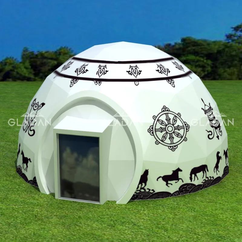 Large Eco Windproof Metal Frame Pvc Event Planetarium Geodesic Dome Camping Mongolian Yurt Tent