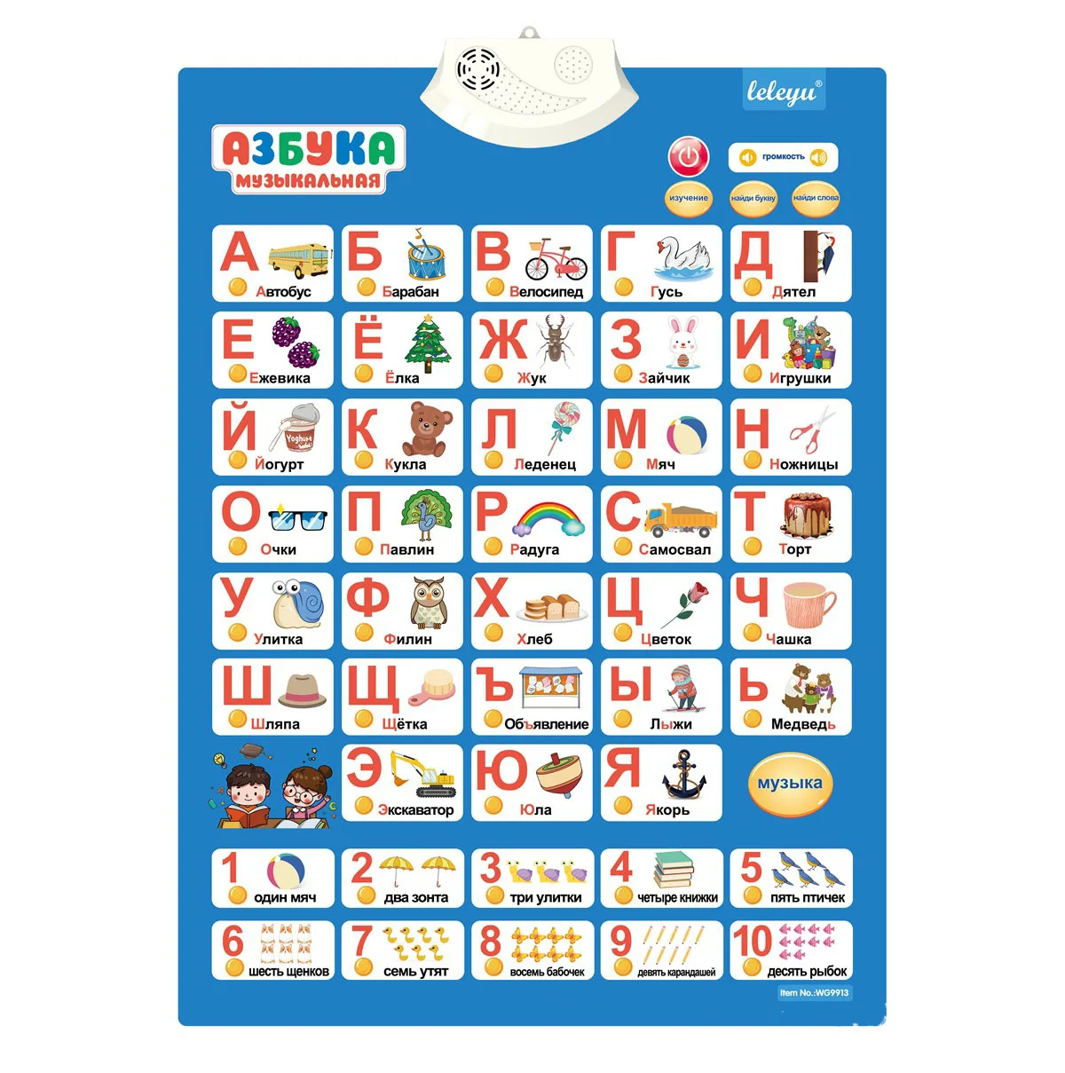 Educational Learning Poster Russian Alphabet Poster ABC Poster Voiced Wall Chart kids Toys