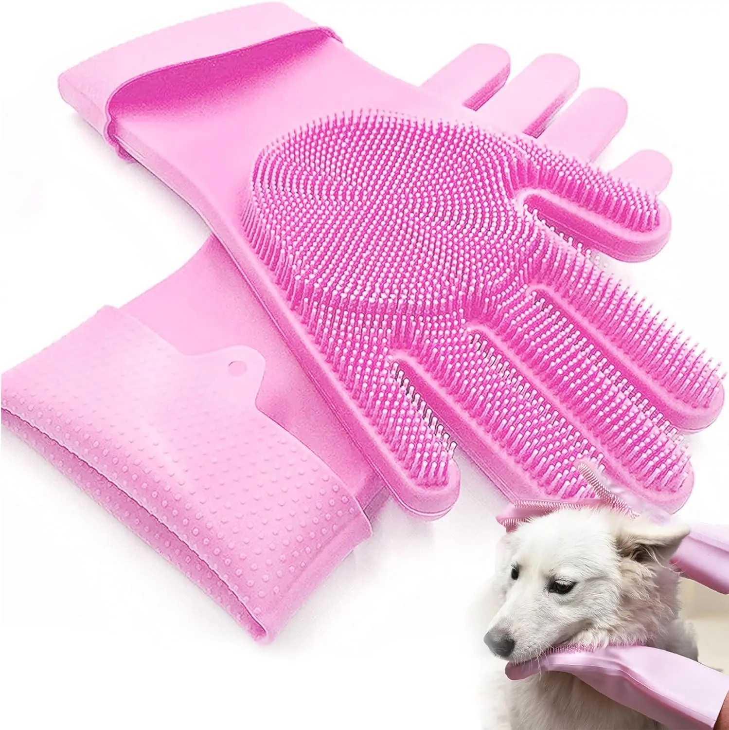100% Food Grade Silicone Gloves With Wash Scrubber Multi-purpose Kitchen Cleaning Gloves