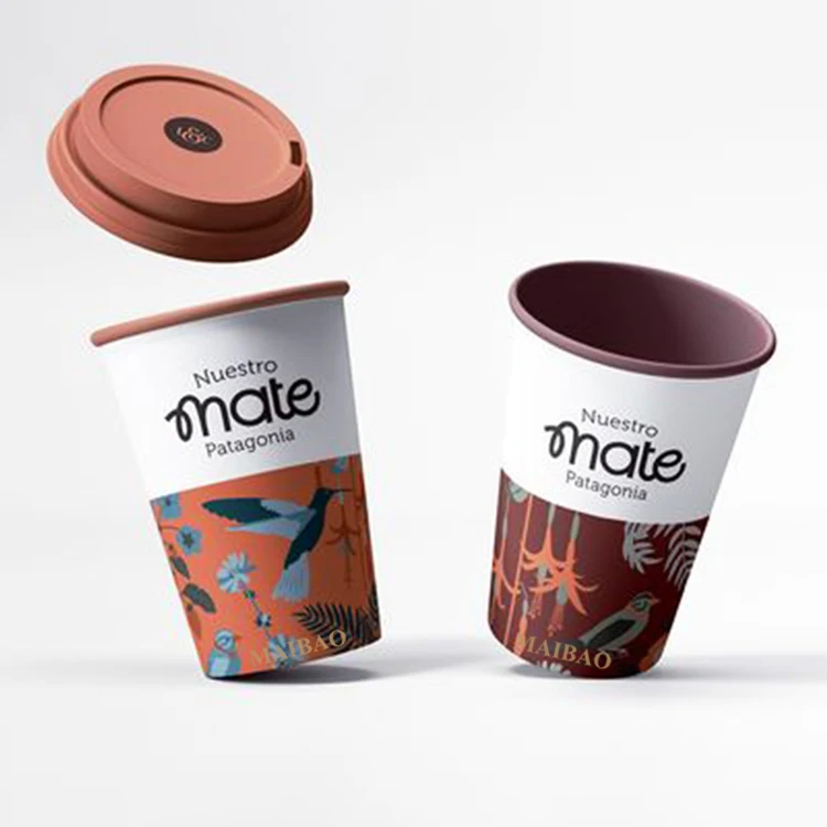 8oz 12oz disposable paper cup with lids sleeve custom cardboard paper coffee cup take away double wall paper cups for hot drink