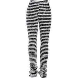 Furry High Waist Stripe Print Sexy Pants Leggings 2023 Fall Winter Women Fashion Casual Streetwear Y2K Jogger Wholesale