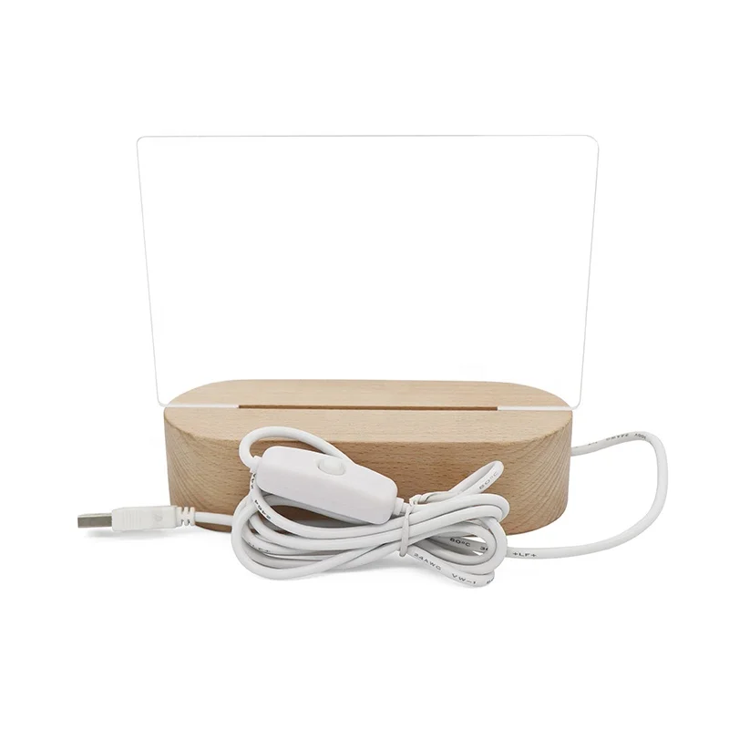 Korean Style DIY Blank Acrylic Lamp USB Wooden Electric Lights Custom Name Table Light the Night