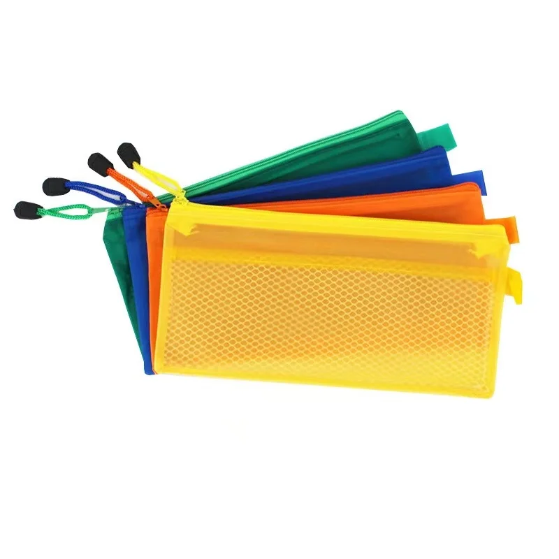 Bill Zipper Storage Bag Plastic File Bag Polyester Waterproof Document Bag Mesh Document Organizer Pouch