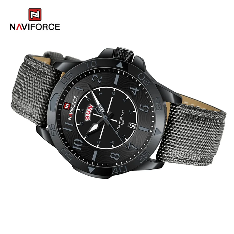 NAVIFORCE 9204N BBGY Hot selling Casual Nylon Strap quartz watches mens original brand factory Date wristwatch waterproof clock
