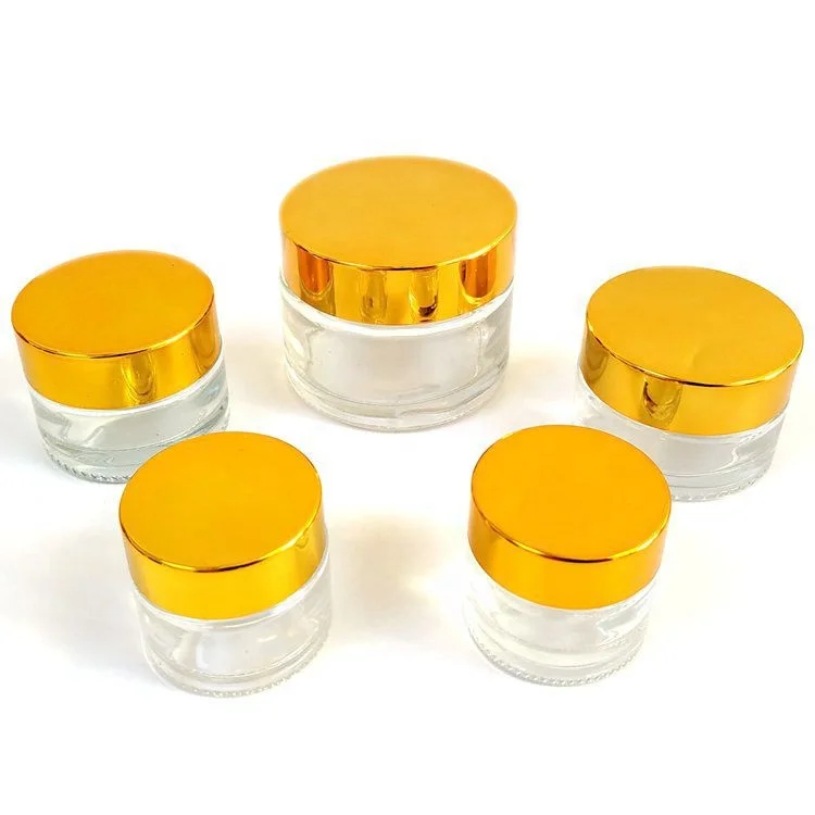 5g cosmetic frosted glass cream jar Sample skin care cream packaging jars With black lid cheap price jars