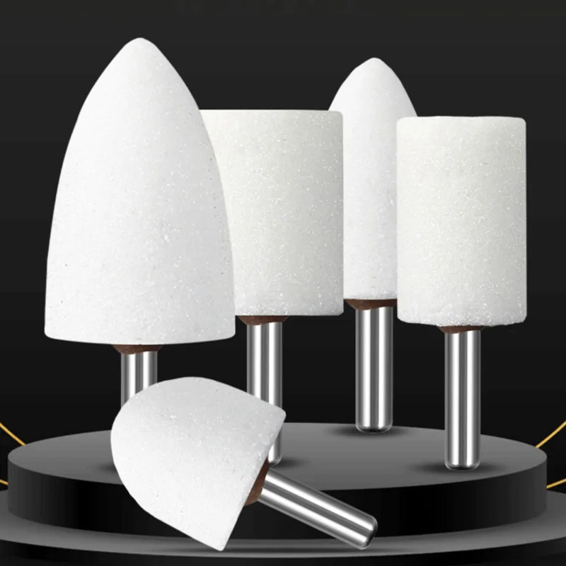 6mm Handle Wheel Head Abrasive Mounted Stone White Corundum Grinding Head Stone Wheel For Electric Grinder