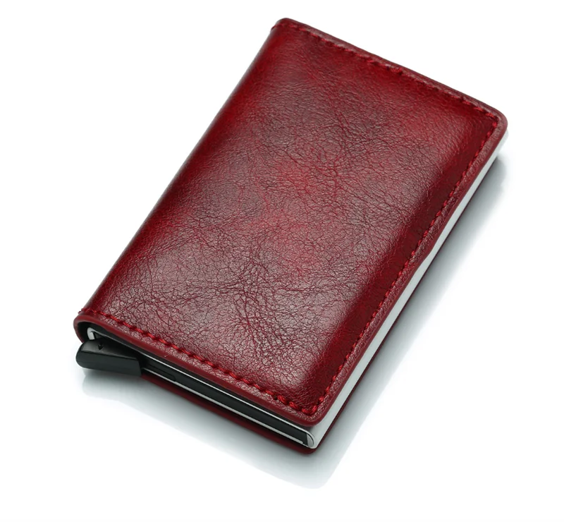 Luxury business christmas gift slim thin minimalist front pocket rfid-blocking pu leather wallets for men women
