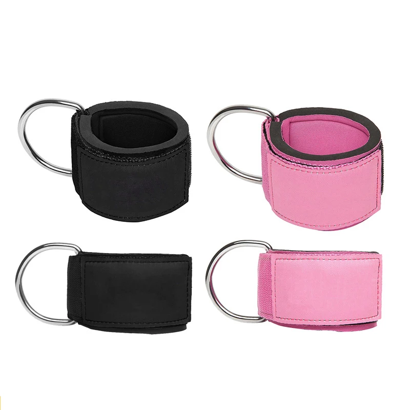 HWA-0012#Adjustable Workout Fitness Ankle Straps Custom Neoprene PU Leather Ankle Straps For Cable Machines Gym Pink Ankle Strap