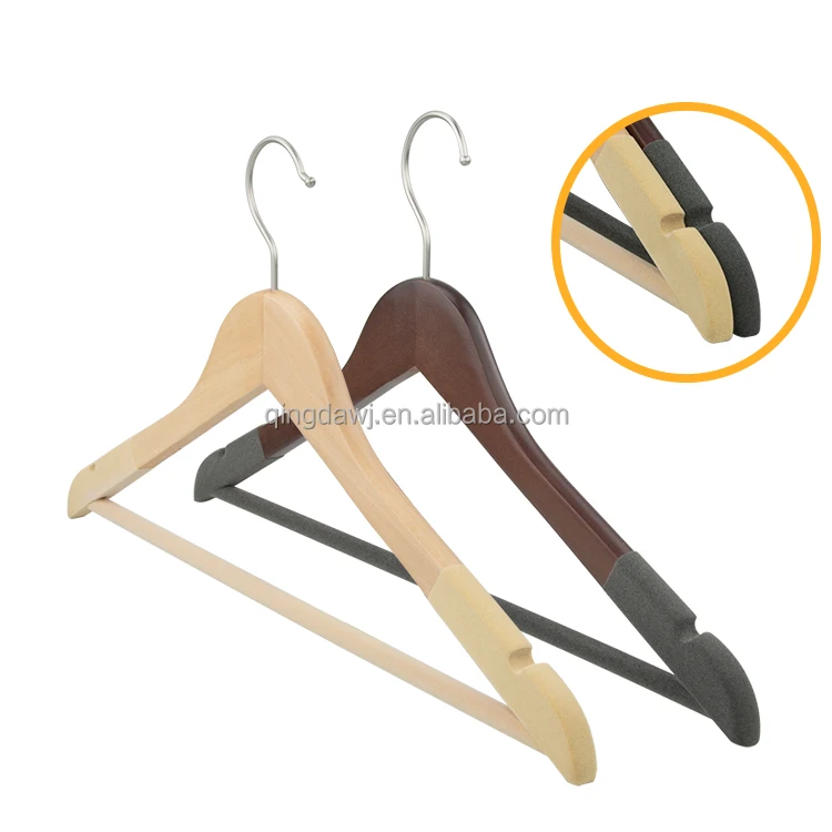 wholesale hotel wood laundry custom logo luxury non slip wooden black velvet coat suit hook dress shirt flocking clothes hangers
