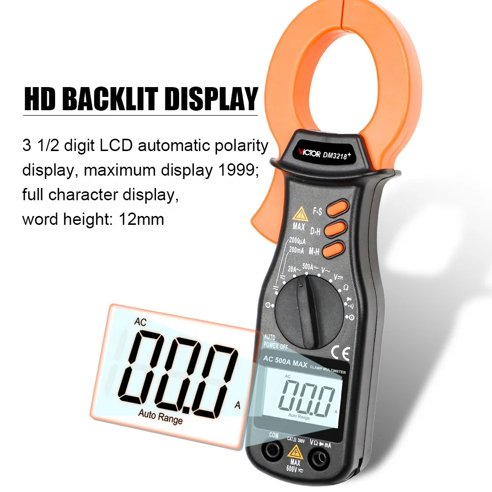 Цифровой мультиметр-зажим VICTOR DM3218 + амперметр постоянного/переменного тока измеритель напряжения автомобильное среднеквадратичное значение тестер емкости и сопротивления