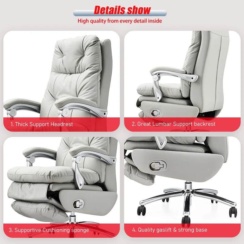 White big size electric office  chair leather boss work chair automatic modern business chair