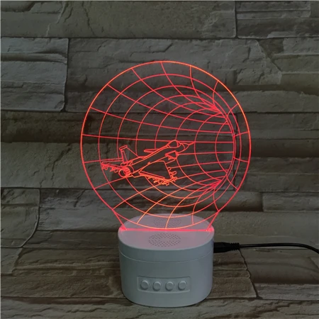 
Cool Personalized Gift Battery Operated Nightlight Portable Wireless Speaker 3D Space Fighter Night Light Lamp 