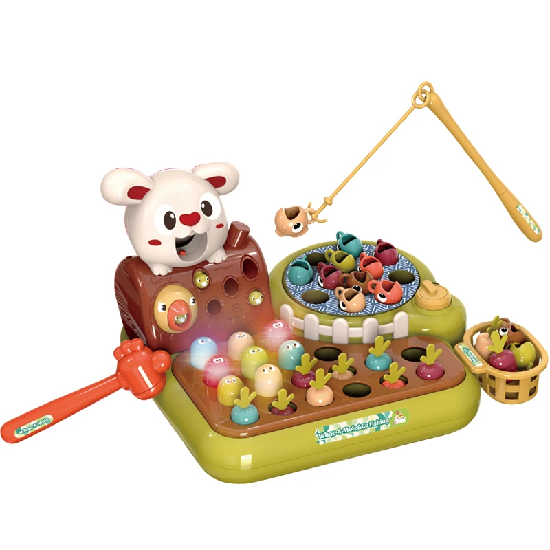 HN Whack-A-Mole Game With Music Educational Interactive Pounding Toys 2 Player Battle Game Toys Fishing Game Toys