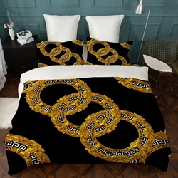 Duvet Cover Set Golden Bedding Set King Size Bed Sheet Luxury Beds Covers Black Bedspread