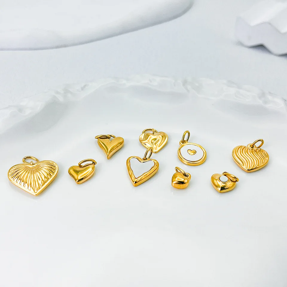 Оптовая продажа аксессуары для рукоделия 14K позолоченный PVD из нержавеющей стали подвеска в форме сердца изготовления ювелирных изделий