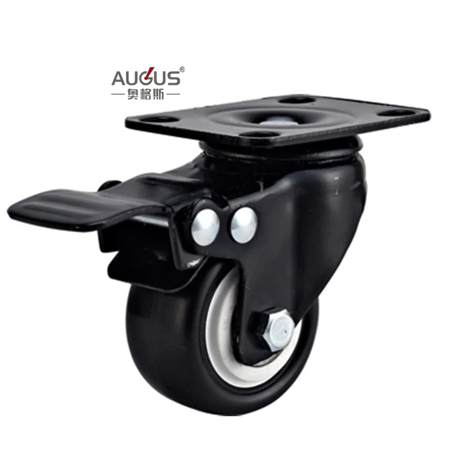 60mm height Wholesale Light Duty Caster Wheel Black PVC/PU Double Ball Bearings for Furniture Sofa/Table/Chair