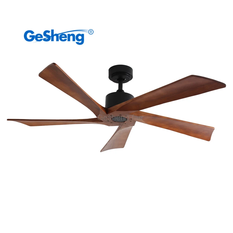 Western manufacturer high quality solid wood 5 blades cieling fans copper dc motor control remote reverse ceiling fan