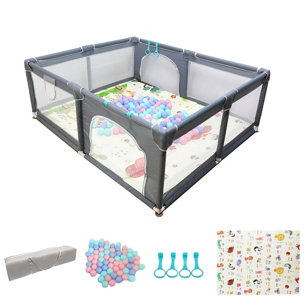 Portable Indoor Large Toddler Activity Center Children Safety Fence Foldable Fabric Baby Playpen With Gate Mat For Kids Gym