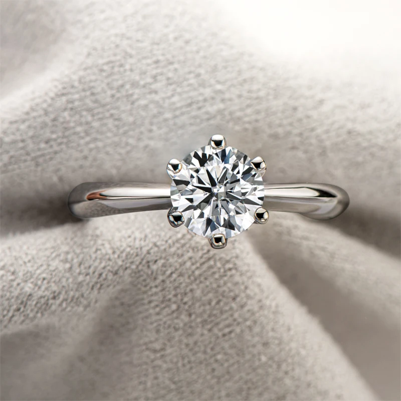 Custom 0.5CT 1CT 2CT 3CT vvs D 925 Sterling Silver Solitaire Moissanite Wedding Engagement Ring For Women with gra certificate