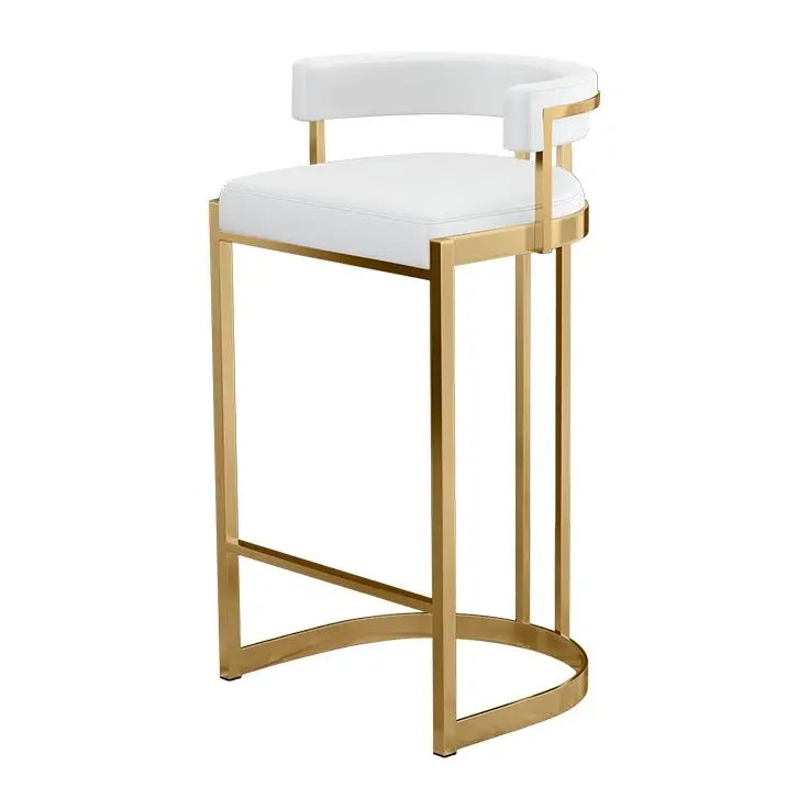 Modern Luxury Stainless Steel High Foot Stool Counter Chair For Hotel Cafe Home Black Bar Chairs