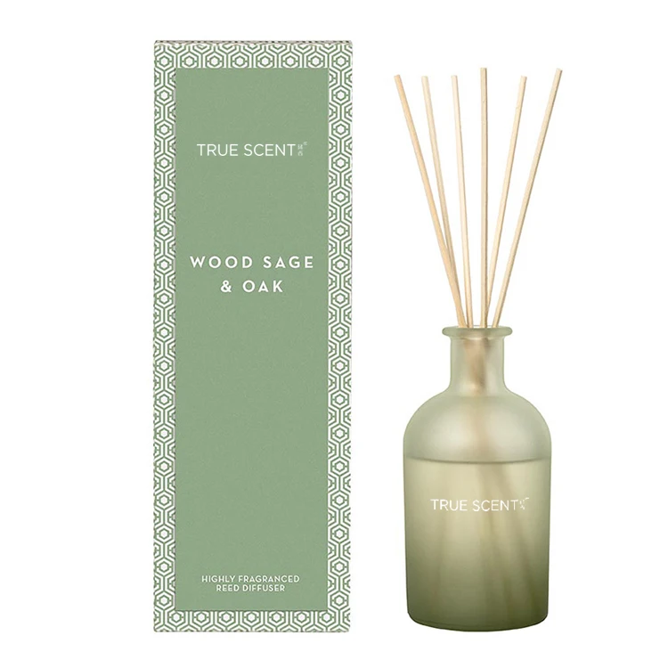 Customized Luxury 200ml 220ml Frosted Reed Diffuser Gift Set With Rattan Sticks