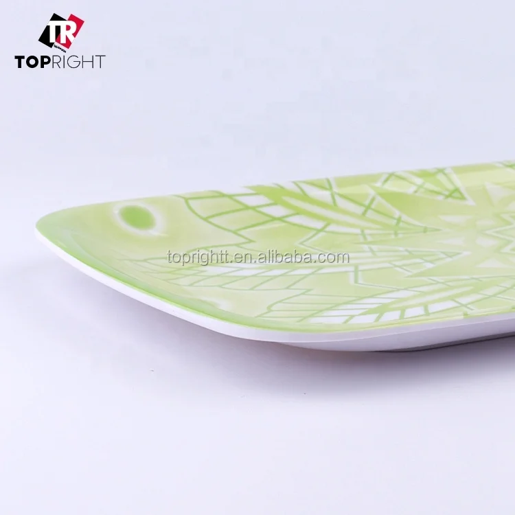 Custom high quality Print Blue Melamine Plastic Sweet Serving fruit snack Tray
