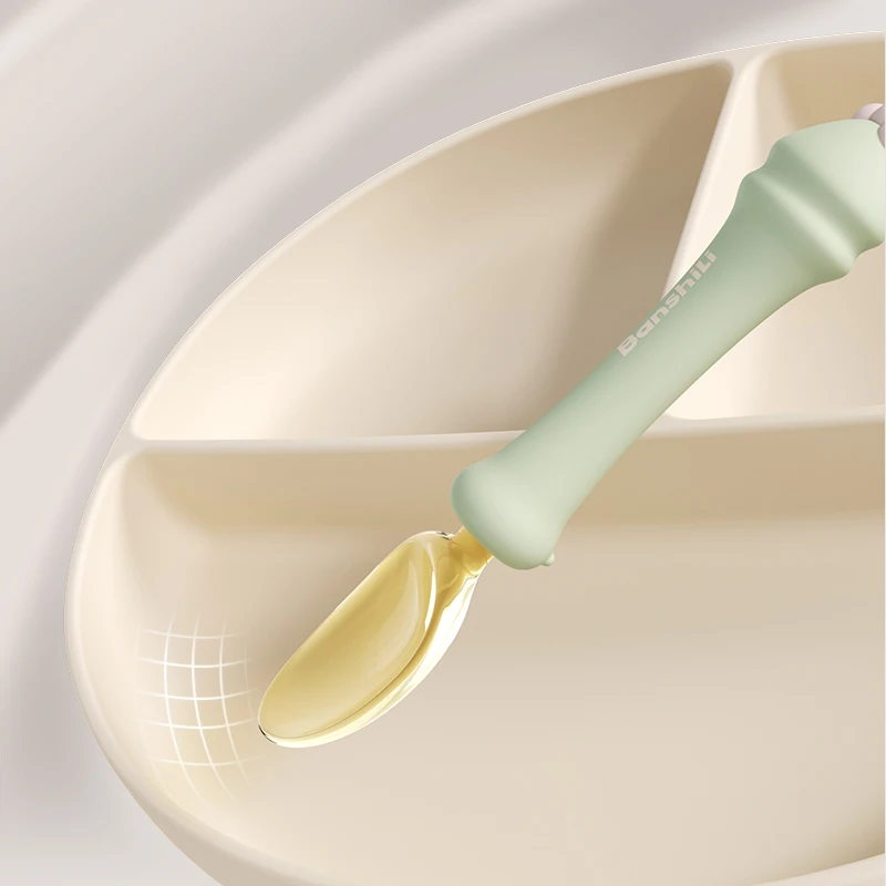New Design BPA Free Baby Silicone Feeding Set Kids Food Gift Dinnerware Food Grade Children Silica Gel Plate Baby Silicone Dish