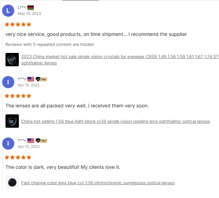 Fashionable and popular 1.56 anti glare stock photochromatic purple/blue optical lenses with multi coating