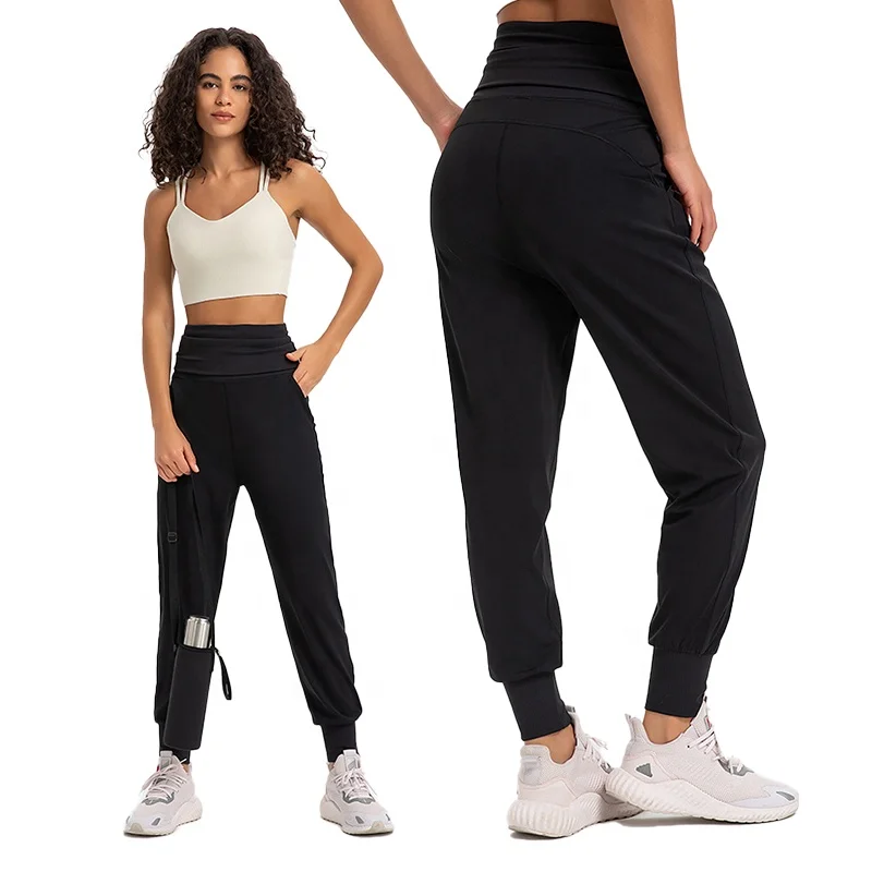 DP365 Anti-wrinkle Light Weight Sweatpants High Waist Loose Fit Yoga Pants Jogger with Pocket