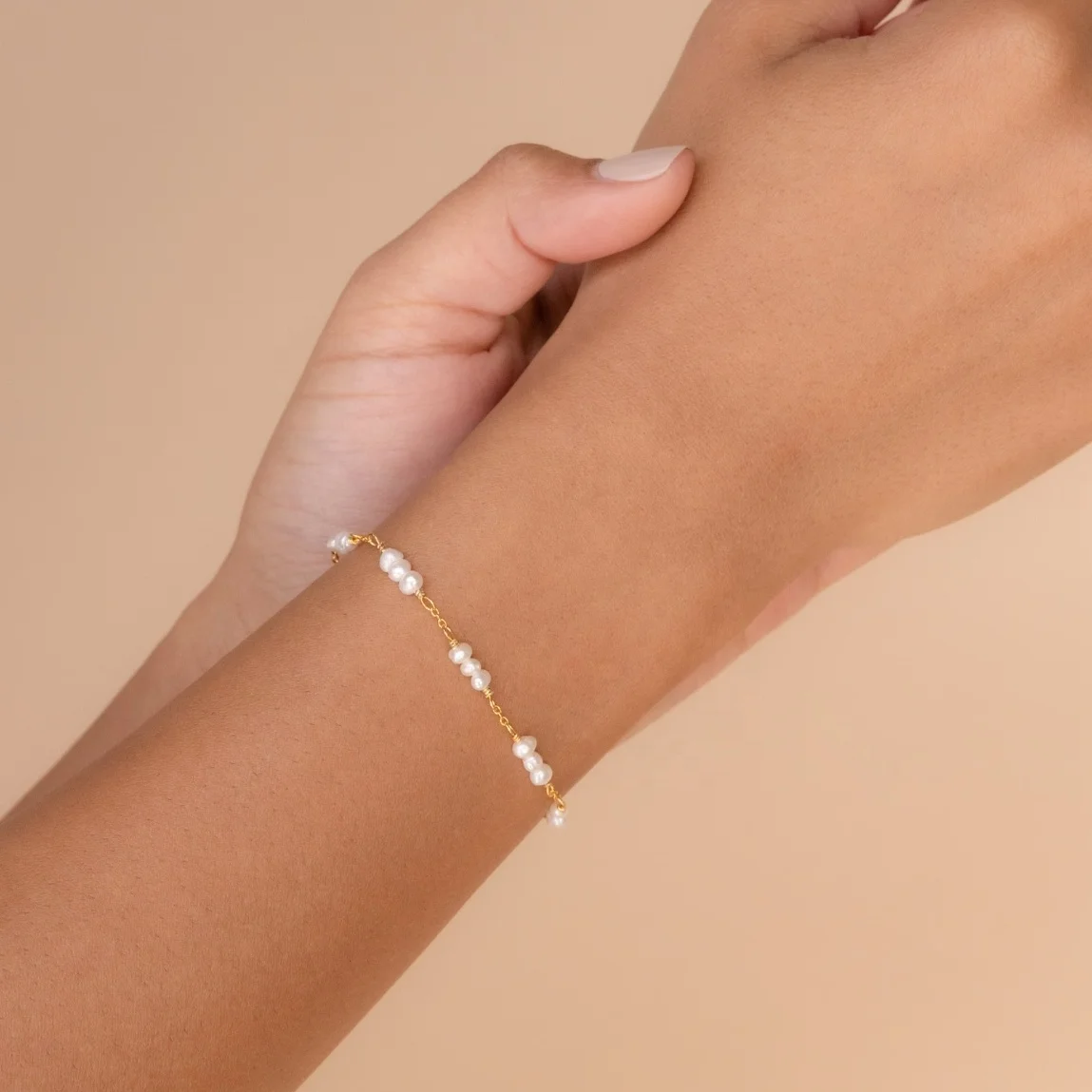 Minimalist Multi Pearls Charm Bracelet Handmade Gemstone Bridesmaid Gift Dainty Pearl Bracelet for Women Jewelry