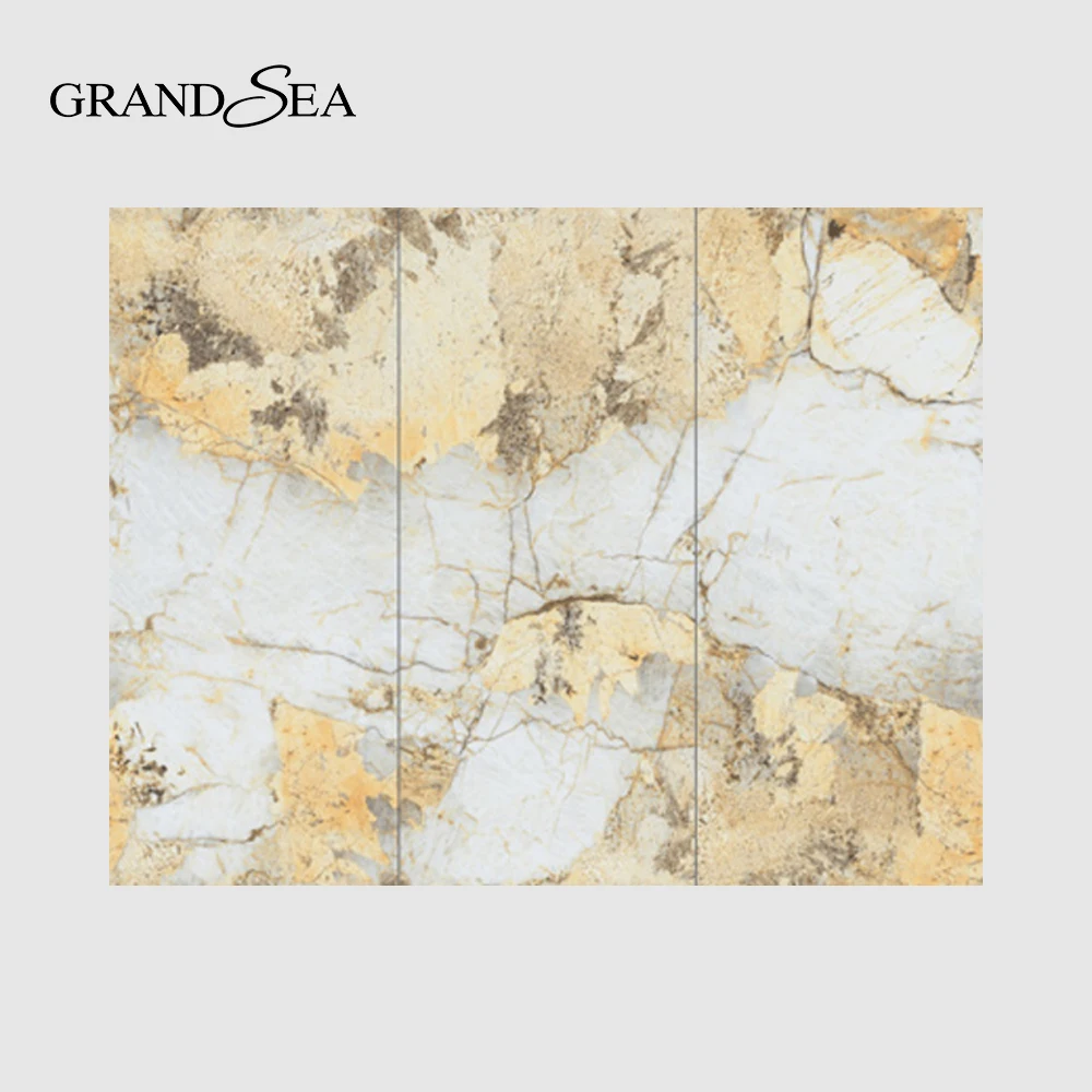 Factory Calacatta Artificial Quartz Stone Slab Design Kitchen Countertop Luxury Marble Porcelain Glazed Background Wall