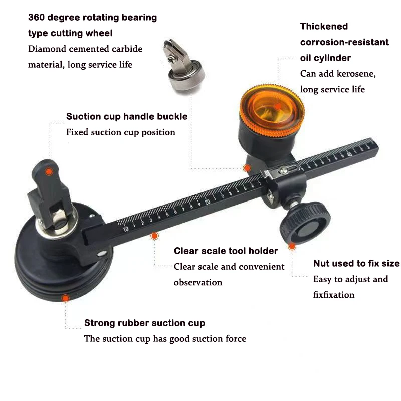 High Quality Kaijun Manufacture Factory Direct Price Compasses Type Glass Circle Cutter