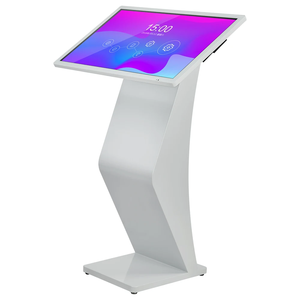 Indoor K type base kiosk horizontal rotate lcd totem kiosk table digital signage touchscreen capacitive mount