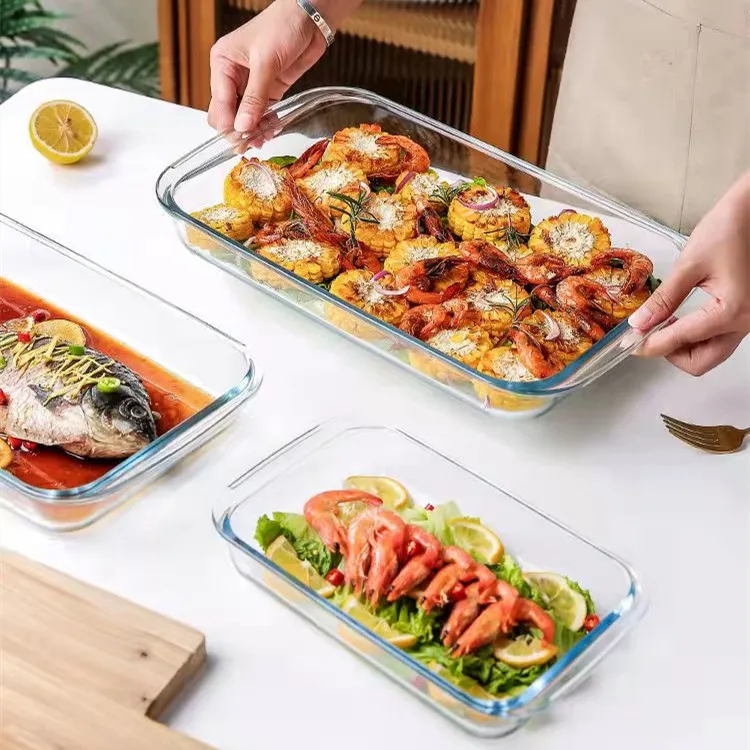 Hot selling glass baking pan high borosilicate glass bakeware for oven