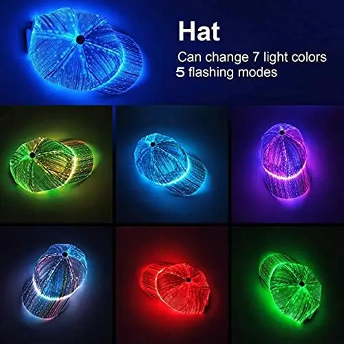LED Fiber Optic Luminous Men Cap Music Festival Xmas Halloween Hip Hop Hat Holiday Performance Party Baseball hat