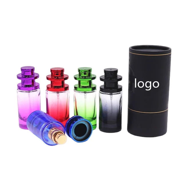 Glass perfume Bottle Gradually Colorful Thickened Round Cosmetics Press Empty Bottle