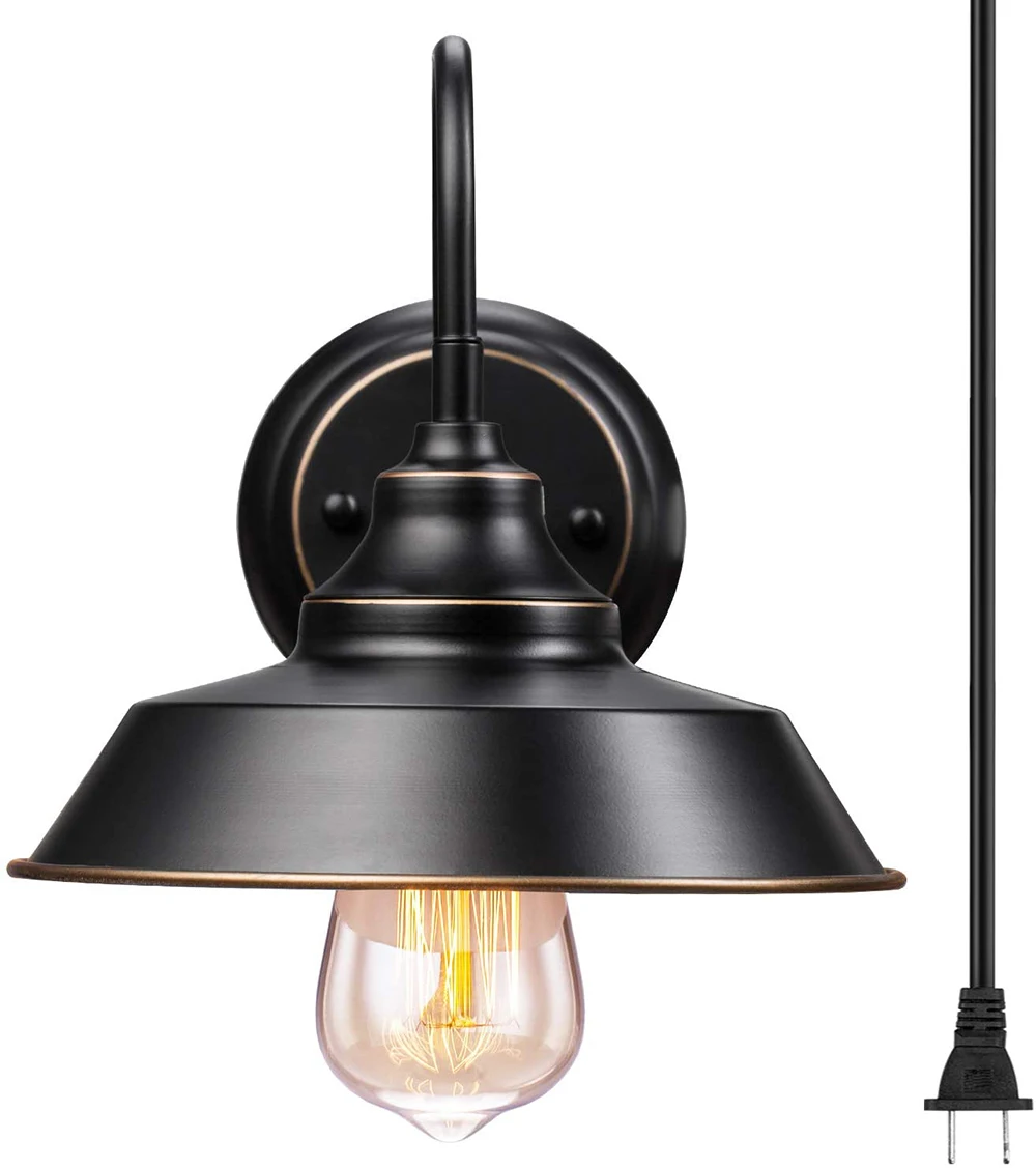 Industrial Gooseneck Barn wall lamp Vintage Black wall lamp Vintage Farmhouse wall lamp for Bedroom Bedside
