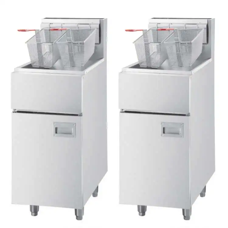 Hotel Fast Food Restaurant Catering Equipment Double Tuber Stainless Steel Gas Fryer