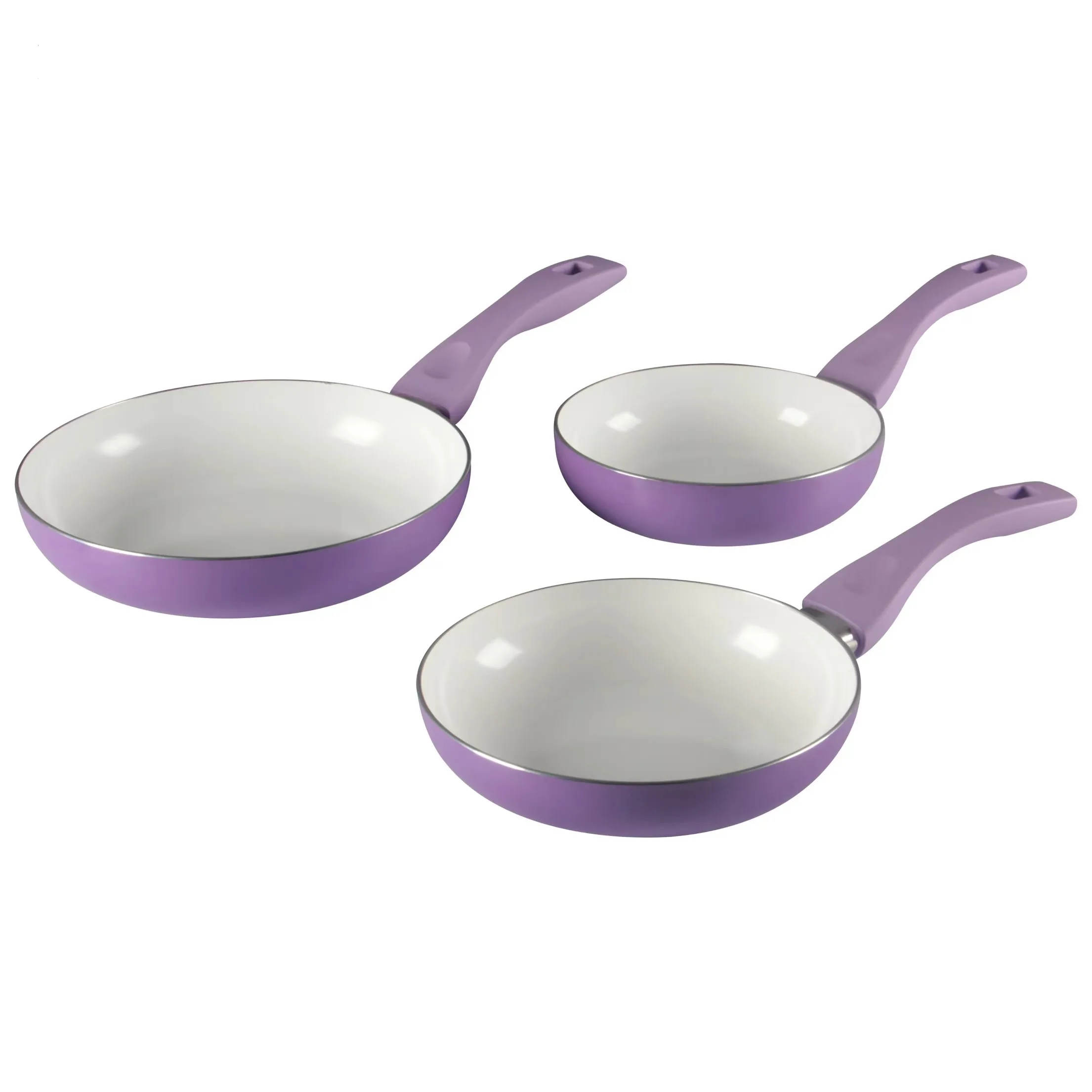 Bulk sale customizable aluminum non-stick pan with smooth surface purple ceramic paint fry pan