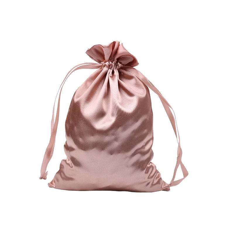 High quality Wholesale Custom Logo Printed Silk Satin Pouch Drawstring Bag Gift Packaging Bags Soft Satin Bag