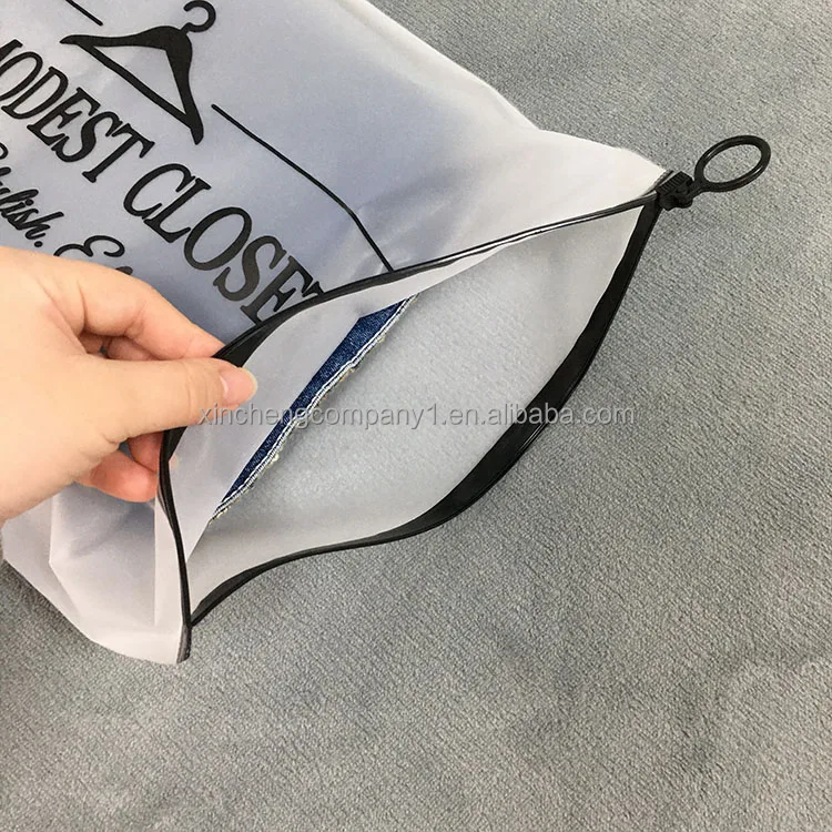 Eco friendly zippered clothes packaging bag frosted plastic ziplock bag PE zip lock packaging bag with your logo