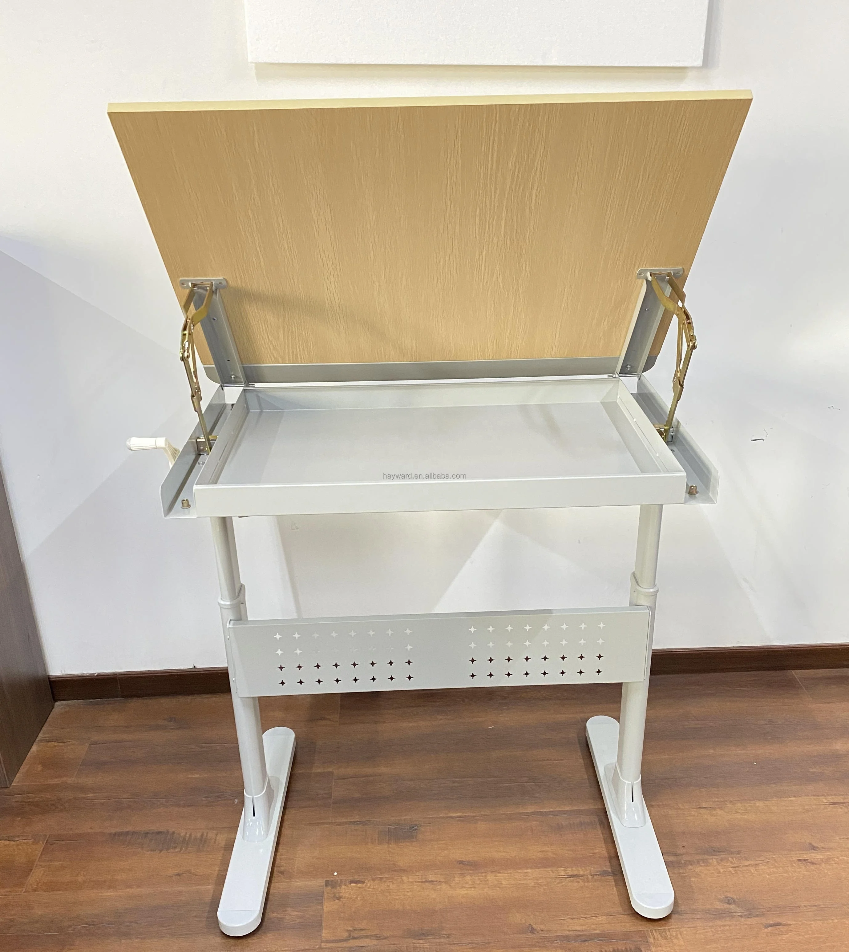 Hand Crank Height and Angle Adjustable  Metal and Wood Engineering Architect Drafting Drawing Table for College Students